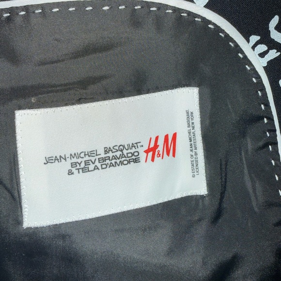 Jean-Michel Basquiat x H&M Avant Garde Mens Black Blazer With Graphic Text 40R - Picture 2 of 7